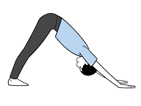 ヨガポーズ_下向きの犬のポーズ_02 手書き,線画,ヨガ,ヨガポーズ,下向きの犬のポーズ,ダウンドッグ,ポーズ,ストレッチ,リラックス,エクササイズのイラスト素材