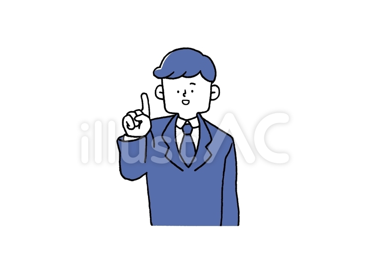 指を指しながら話すスーツの男性 笑顔,男性,指差しのイラスト素材