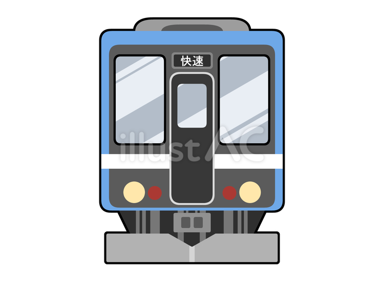 青の快速電車　正面 電車,列車,車両のイラスト素材