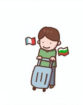 Man with suitcase and flag, JPG and PNG Man with suitcase and flag, suitcase, a trip, baggage, JPG and PNG