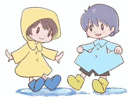 Illustration, puddle, playing in the water, get wet, 