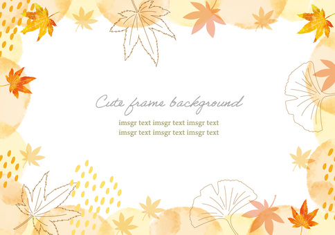 紅葉のフレーム 紅葉,背景,植物,イチョウ,七五三,落ち葉,秋,手書き,線画,もみじのイラスト素材