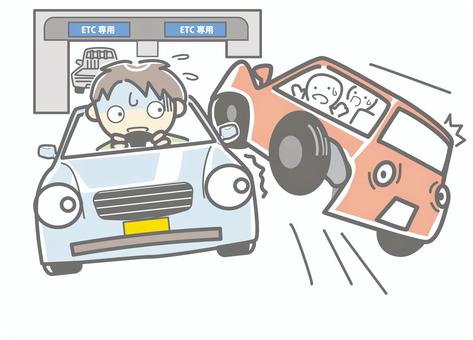 逆走する車 車,運転,男性,居眠り,事故,逆走のイラスト素材