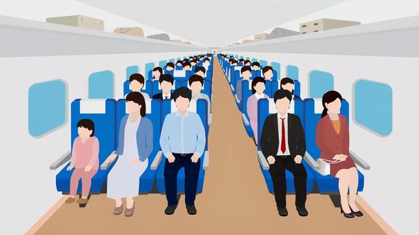 新幹線　車内の席に座る人 新幹線,車内,椅子,座席,席,指定席,自由席,座る,人,家族のイラスト素材