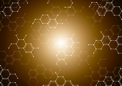 かっこいい化学構造式のゴールドの背景素材 化学,構造式,幾何学,ライン,サイエンス,光,スタイリッシュ,ゴールド,背景のイラスト素材
