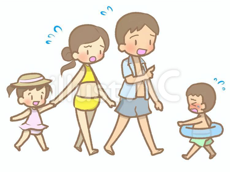 水着-迷子-再会210621 家族,海水浴,迷子のイラスト素材