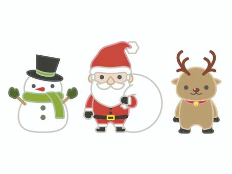 クリスマスのイラスト クリスマス,サンタクロース,プレゼント,トナカイ,鈴,雪だるま,マフラー,かわいい,12月,冬のイラスト素材