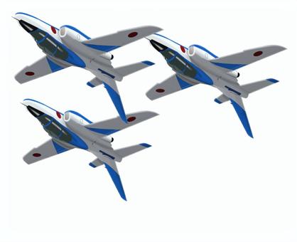 航空自衛隊ブルーインパルス逆さ　リアル 航空自衛隊,ブルーインパルス,リアル,曲芸飛行,逆さ,３機,亜音速,練習機,ドルフィンのイラスト素材