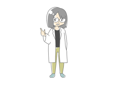 説明します 説明,解説,講義,講座,授業,科学者,教授,先生,女性,眼鏡のイラスト素材