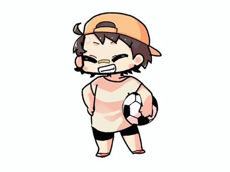 ボーイッシュな女の子 女の子,ボーイッシュ,キャラクター,キャラ,sd,ちびキャラ,デフォルメ,かわいい,サッカーボールのイラスト素材