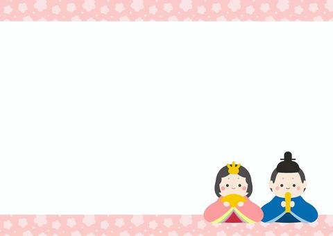 ひな祭りのひな人形と和柄フレーム ひなまつり,和柄,フレーム,春,ひな祭り,背景,3月,枠,飾り枠,見出しのイラスト素材