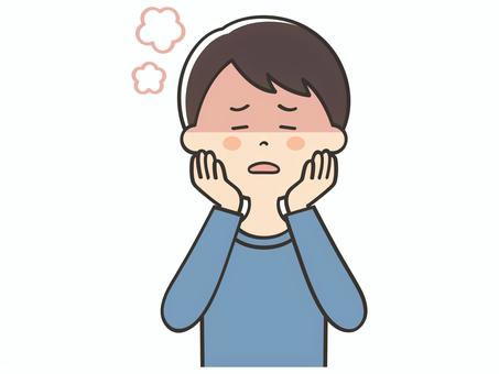 熱中症の男性 熱中症の男性 男性,父,熱中症,熱射病,暑い,不調,のぼせる,めまい,クラクラ,夏のイラスト素材