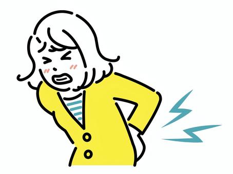腰痛　若い女性 腰痛,腰,痛み,ぎっくり腰,ギックリ腰,ズキズキ,ヘルニア,若い,女性,整形外科のイラスト素材
