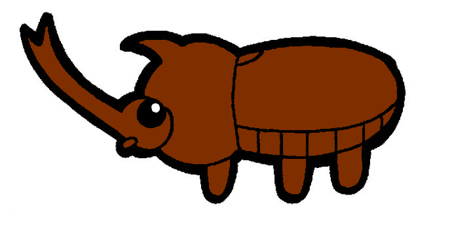 カブトムシ　イラスト 虫,茶色,カブトムシ,ゆるい,画風,背景,なしのイラスト素材