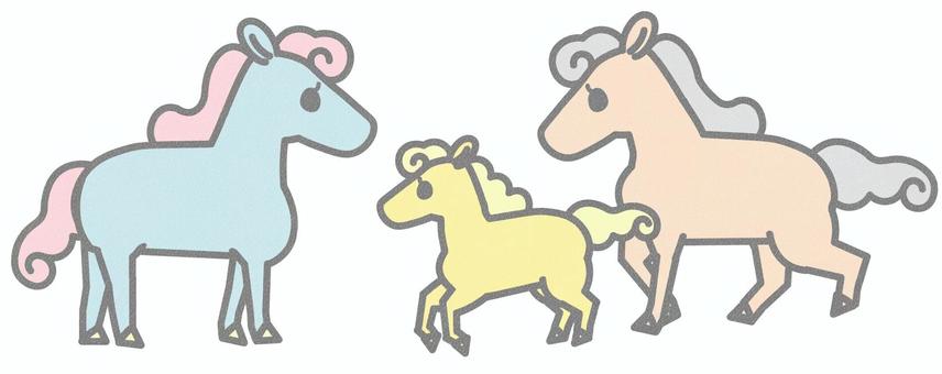 パステルカラーの馬の親子 パステルカラーの馬の親子 馬,親子,仔馬,子馬,午年,パステルカラー,メルヘン,動物,イラスト,かわいいのイラスト素材