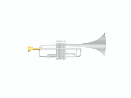 銀色トランペット トランペット,リアル,シルバー,楽器,吹奏楽,金管楽器,シンプル,素材,音楽のイラスト素材