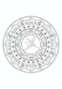 【塗り絵】正月の曼荼羅 塗り絵,曼荼羅,まんだら,教材,教育,療育,リハビリ,練習,プリント,運筆のイラスト素材