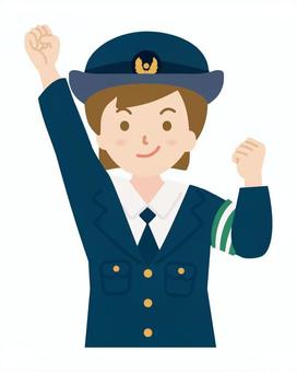 意気込んでいる婦人警官_上半身1 意気込んでいる婦人警官_上半身1 女性,婦人警官,女,人物,ファイト,意気込み,やる気,若い,長袖,カジュアルのイラスト素材