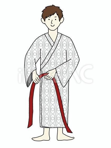 旅館浴衣の着方(男性 柄浴衣)工程④