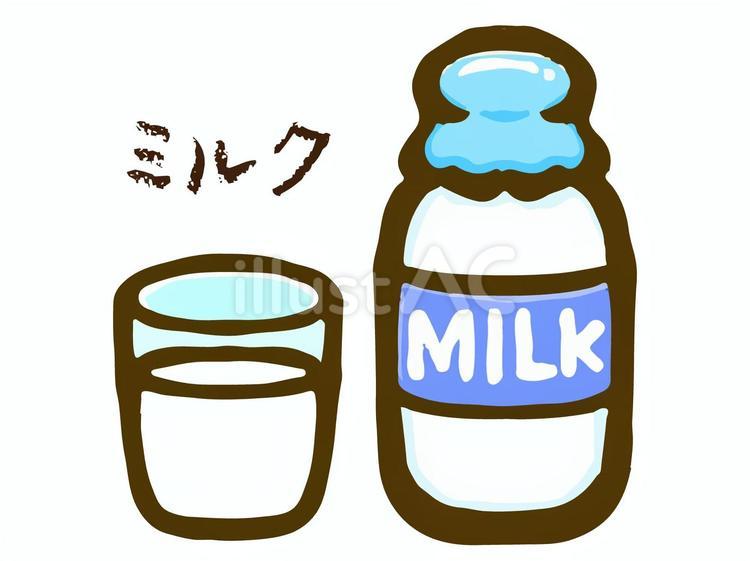 ゆるいミルクの落書き風イラスト素材 牛乳,牛乳瓶,ミルクのイラスト素材