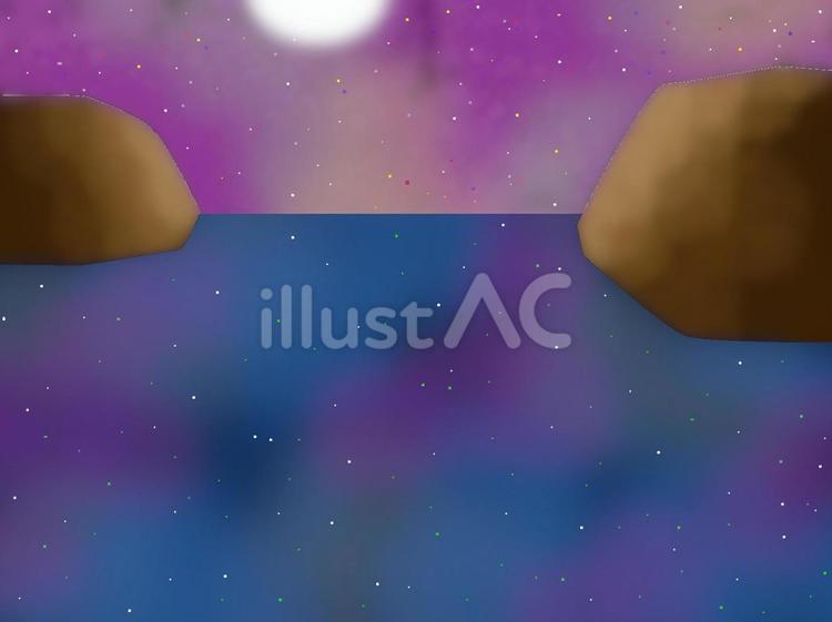 夜の海のイラスト 夜,海,海面のイラスト素材