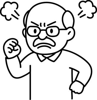 怒っているおじいちゃん 激怒,おじいちゃん,カスハラ,苦情,文句のイラスト素材