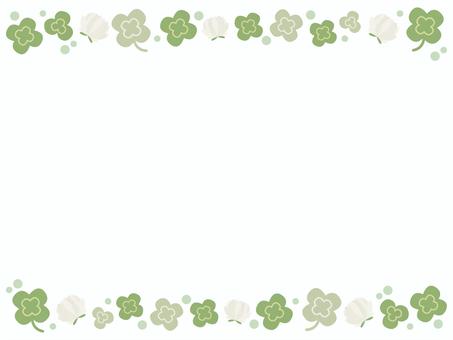 クローバーのフレーム素材 クローバー,四つ葉,三つ葉,春,植物,シロツメクサ,花,葉,緑,爽やかのイラスト素材