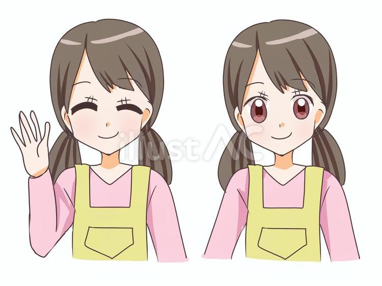 エプロンを着た笑顔の女性 女性,エプロン,コミック風のイラスト素材