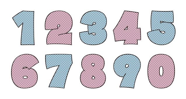 オリジナル数字セットJ　ドット柄 数字,フォント,オリジナル,文字,太文字,極太,ボールド,フチ,袋文字,太ラインのイラスト素材