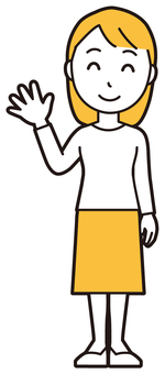  ロングヘア女性(黄)-260-全身