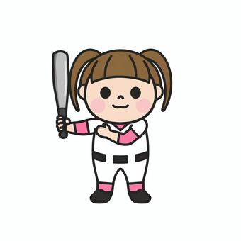 野球のバットを持ってポーズをとる女の子2 野球,バット,ユニフォーム,試合,練習,スポーツ,チーム,打者,バッティング,学校のイラスト素材