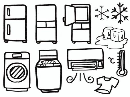 白物家電のシンプルイラスト 手描き,イラスト,素材,背景,デザイン,シンプル,アイコン,家電,白物家電,冷蔵庫のイラスト素材