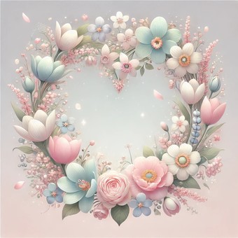 Soft spring-colored heart wreath, JPG Soft spring-colored heart wreath, spring, flower, heart, JPG