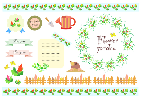 Illustration, flower, letter, frame, 