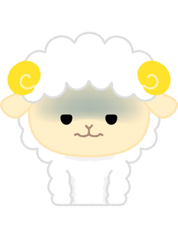 ヒツジ無表情 羊,無表情,真顔,真剣,つまらない,動物,白,可愛いのイラスト素材
