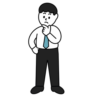 考える男性　ビジネススーツの人物イラスト 考える,悩む,ビジネスマン,男性,スーツ,人物,ビジネス,アイデア,検討,企画のイラスト素材