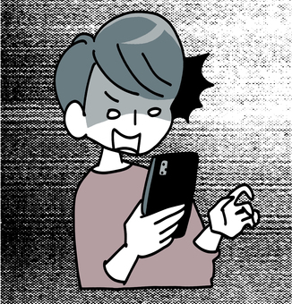 スマホを見てショックを受ける人 ショック,衝撃,上半身,人物,男性,絶望,どうしよう,スマホ,青ざめる,まずいのイラスト素材
