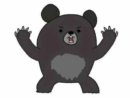 凶暴な熊 クマ,凶暴,暴れる,注意喚起,pop調,手描き,挿絵,ワンポイント,素材,商用可のイラスト素材