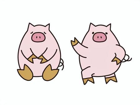 Pig illustration, pig, pink, loose, JPG, PNG and AI