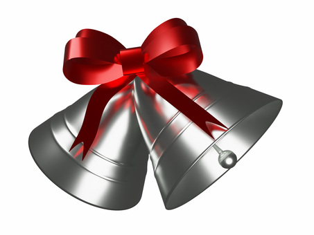 クリスマスベル銀とリボン・背景透過 クリスマスベル,エレガント,クリスマス,リボン,リアル,ベル,xmas,オーナメント,おしゃれ,アイコンのイラスト素材
