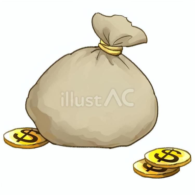 金貨袋と＄マークコイン 金貨袋,コイン,＄のイラスト素材