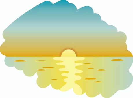 海に沈む夕日 風景,夕方,夕日,海,海辺,光,太陽,夕焼けのイラスト素材