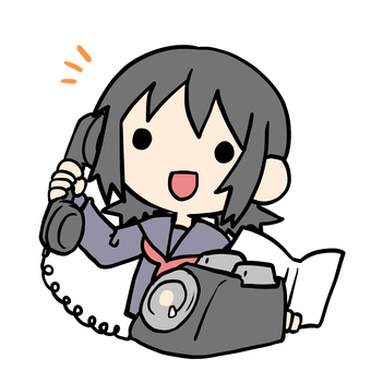 黒電話をかける学生少女 学生,黒電話,通話,話,家電,ダイヤル式,注文,アナログ,発注,電話のイラスト素材
