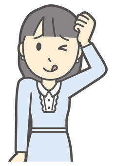  ワンピースお嬢様-267-バスト てへぺろ,笑顔,お嬢様,女性,女の子,オシャレ,人物,かわいい,微笑む,にっこりのイラスト素材
