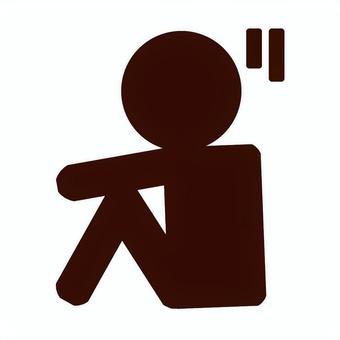 悩んでいる人（エフェクトver) 人,人物,考える,ピクトグラム,座る,思考,悩む,苦悩,困る,苦労のイラスト素材