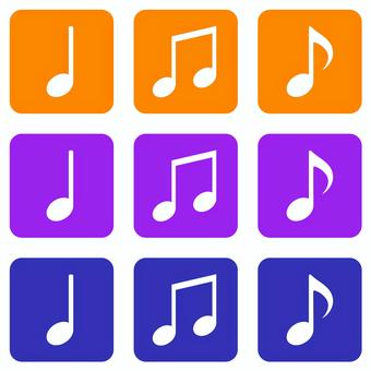 音符スタンプ オレンジ・紫・紺3種セット 音符,音楽,四分音符,八分音符,連符,連音符,スタンプ,アイコン,演奏,奏でるのイラスト素材