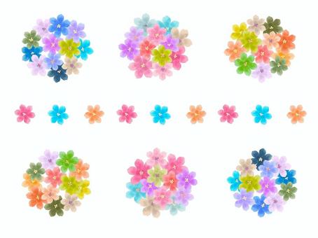 カラフル花束モチーフ 花束,ブーケ,花,小花,カラフル,水彩,水彩風,手書き,やわらかい,淡いのイラスト素材