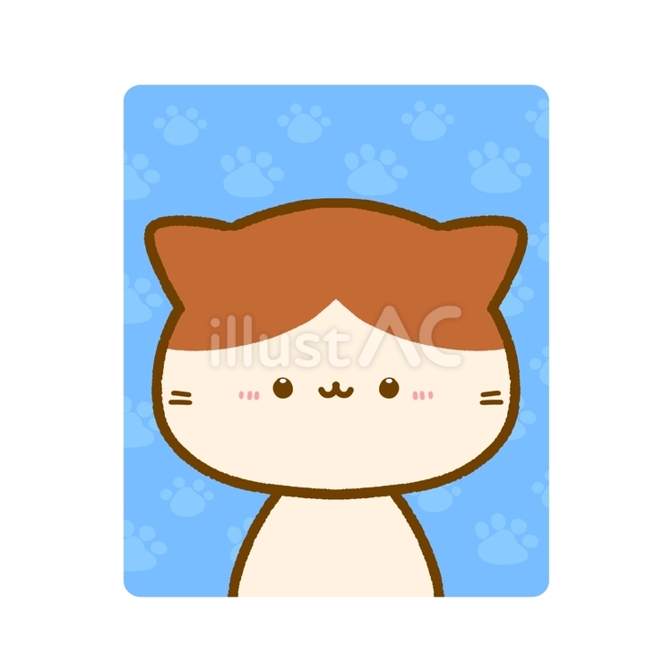 ハチワレ猫•証明写真 ハチワレ,猫,動物のイラスト素材