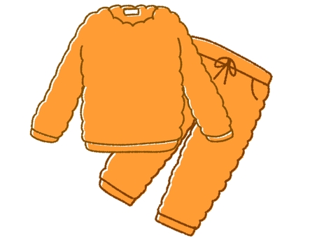 あったかい冬用パジャマ　オレンジ パジャマ,寝巻き,夜間着,部屋着,冬,冬用,寒い,雪,冷える,あたたかいのイラスト素材