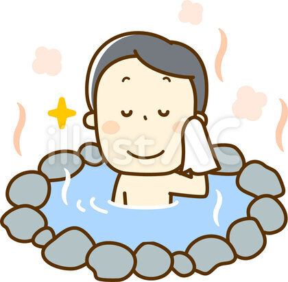 露天風呂でくつろぐ男性